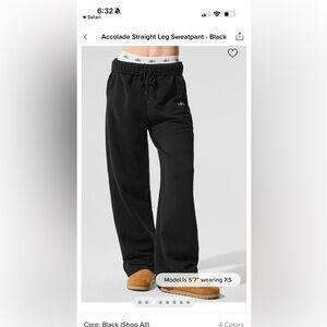 Alo Accolade Straight Leg Sweatpant in Black size XS